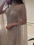 Paneled Shiny Long Sleeves V-neck Maxi Dresses