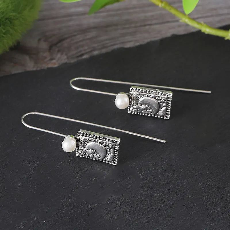Vintage Old Moon Pearl Earrings