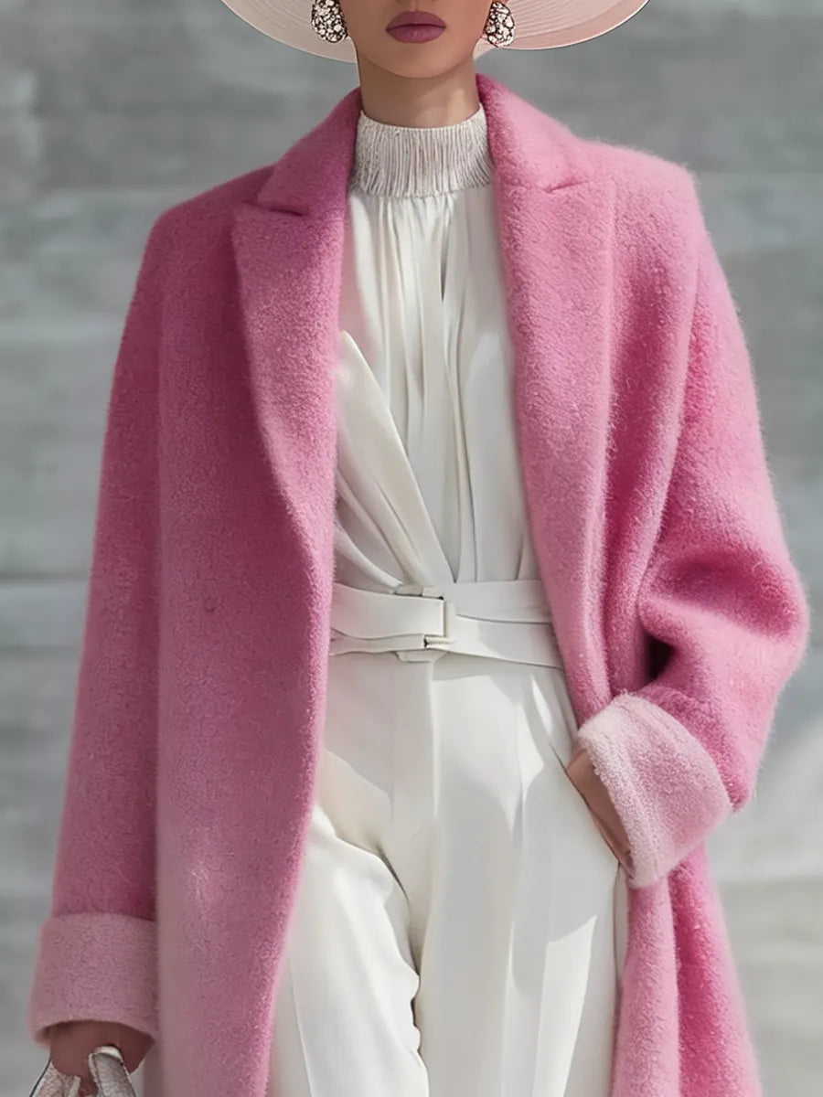 Urban Elegance Pink Gradient Long Coat
