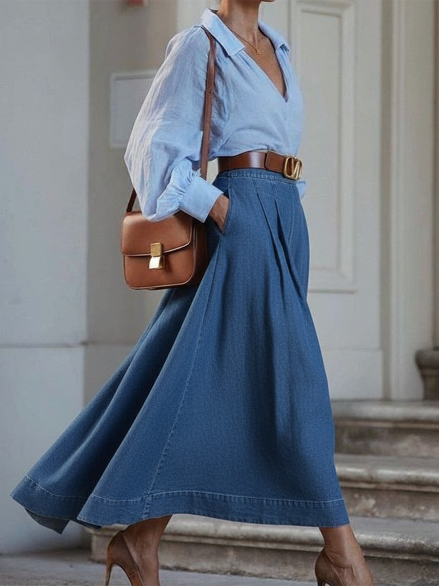 Elegant Skirt in denim, Unbeatable Price