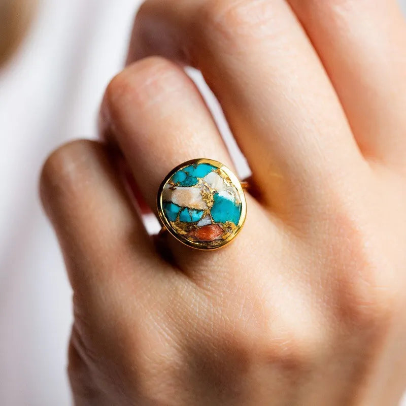 Retro mixed color minimalist ring