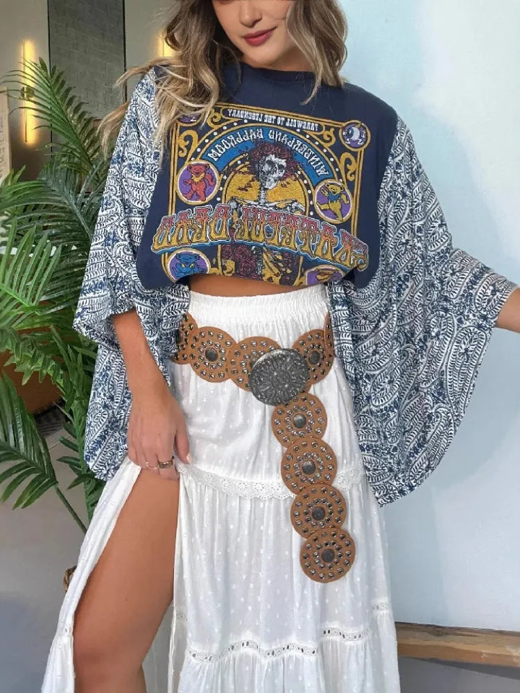 Batwing Sleeve Printed Top