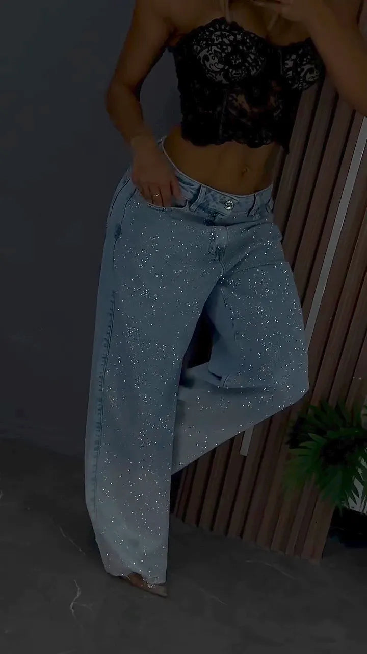 Women's Gradient Hot Diamond Casual Jeans