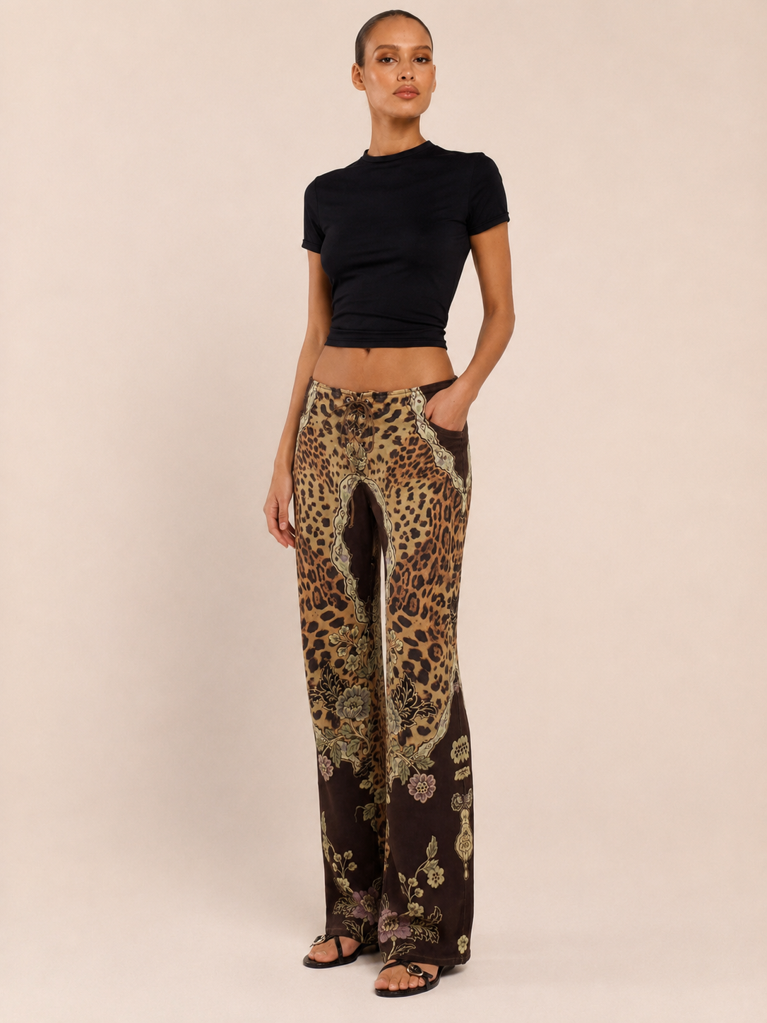 Leopard Baroque Lace-Up Pants