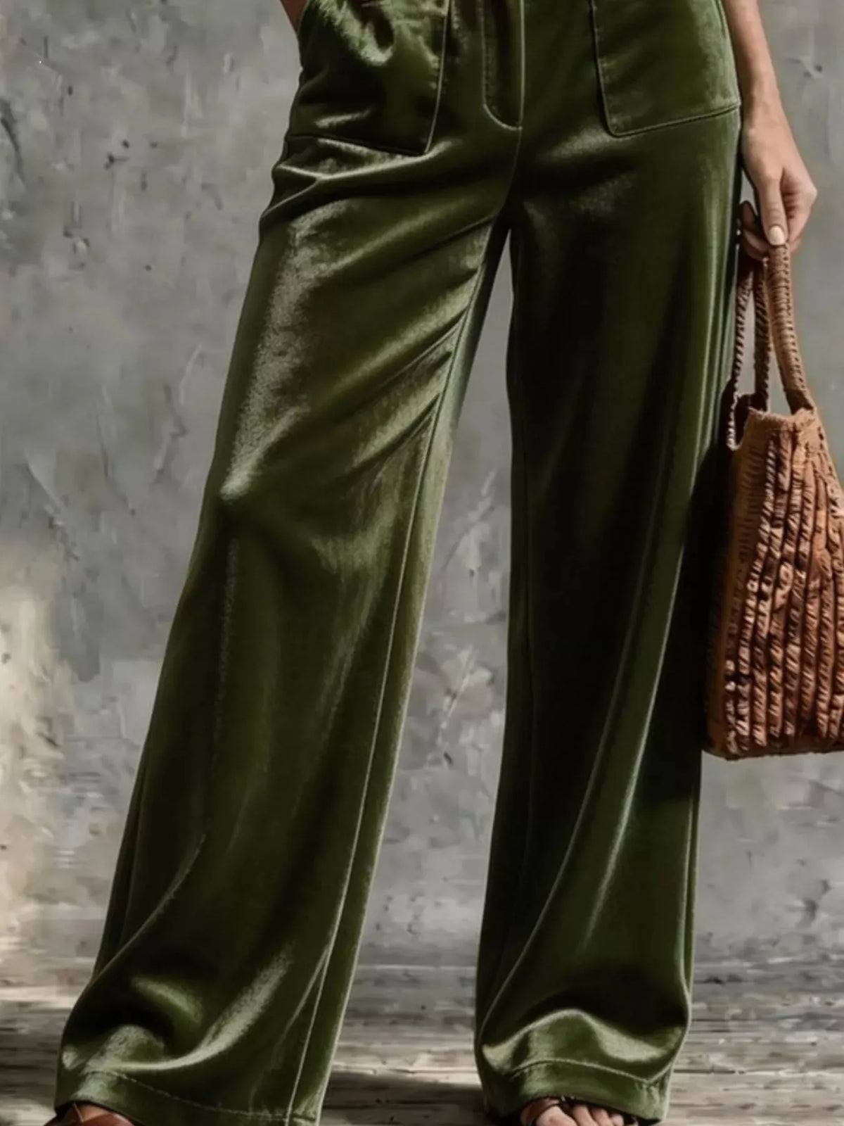 Women's Velvet Wide-Leg Pants