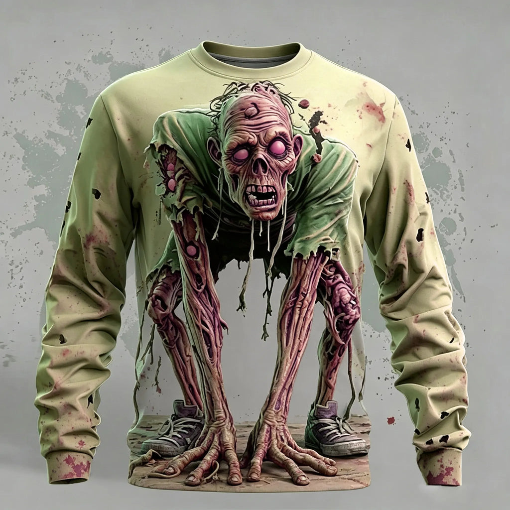 Men's Halloween Optical Illusion Zombies 3d Print Sweatshirt