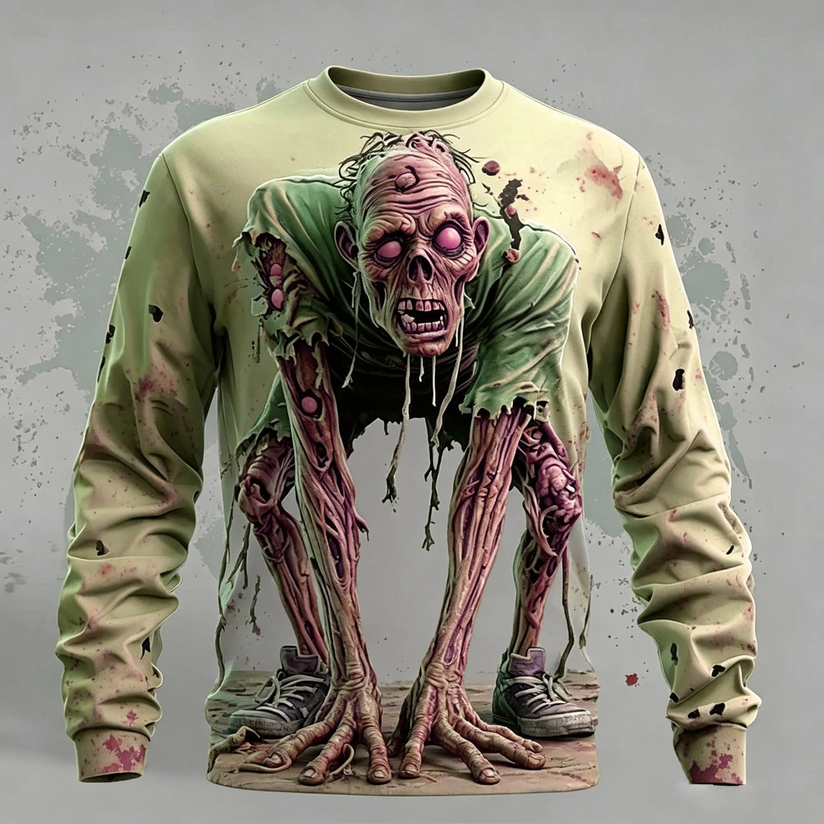 Men's Halloween Optical Illusion Zombies 3d Print Sweatshirt