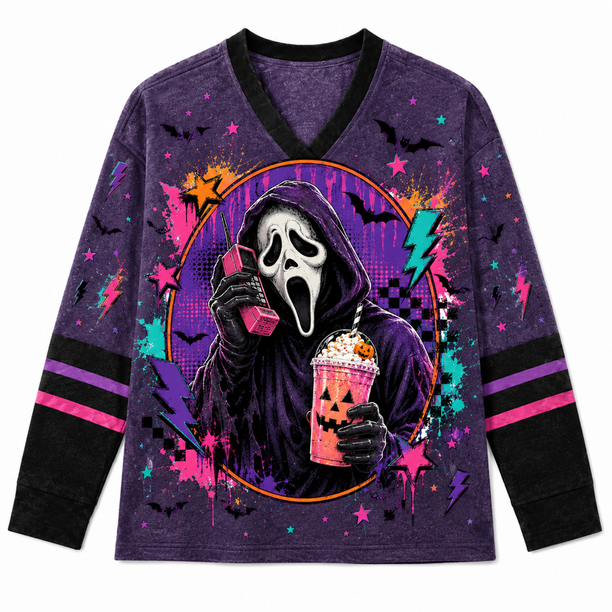 Chaotic Club Horror Movie Ghostface Pumpkin Spice Iced Drink Long Sleeve Jersey