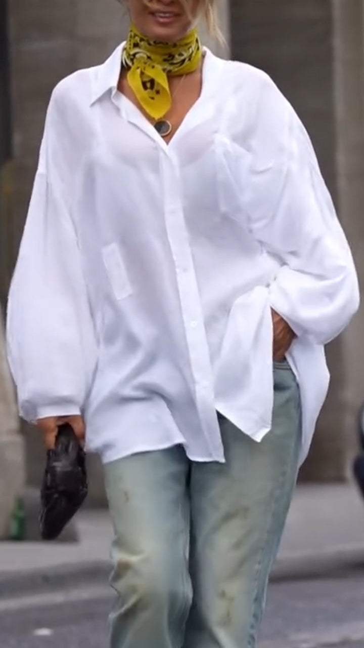 Women's Collar Loose Shirt and Pants Commuting
