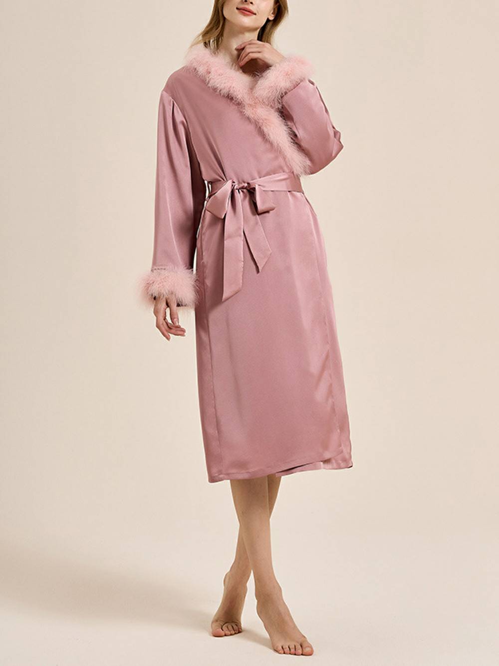 Bettie Page Lilac Feather Robe
