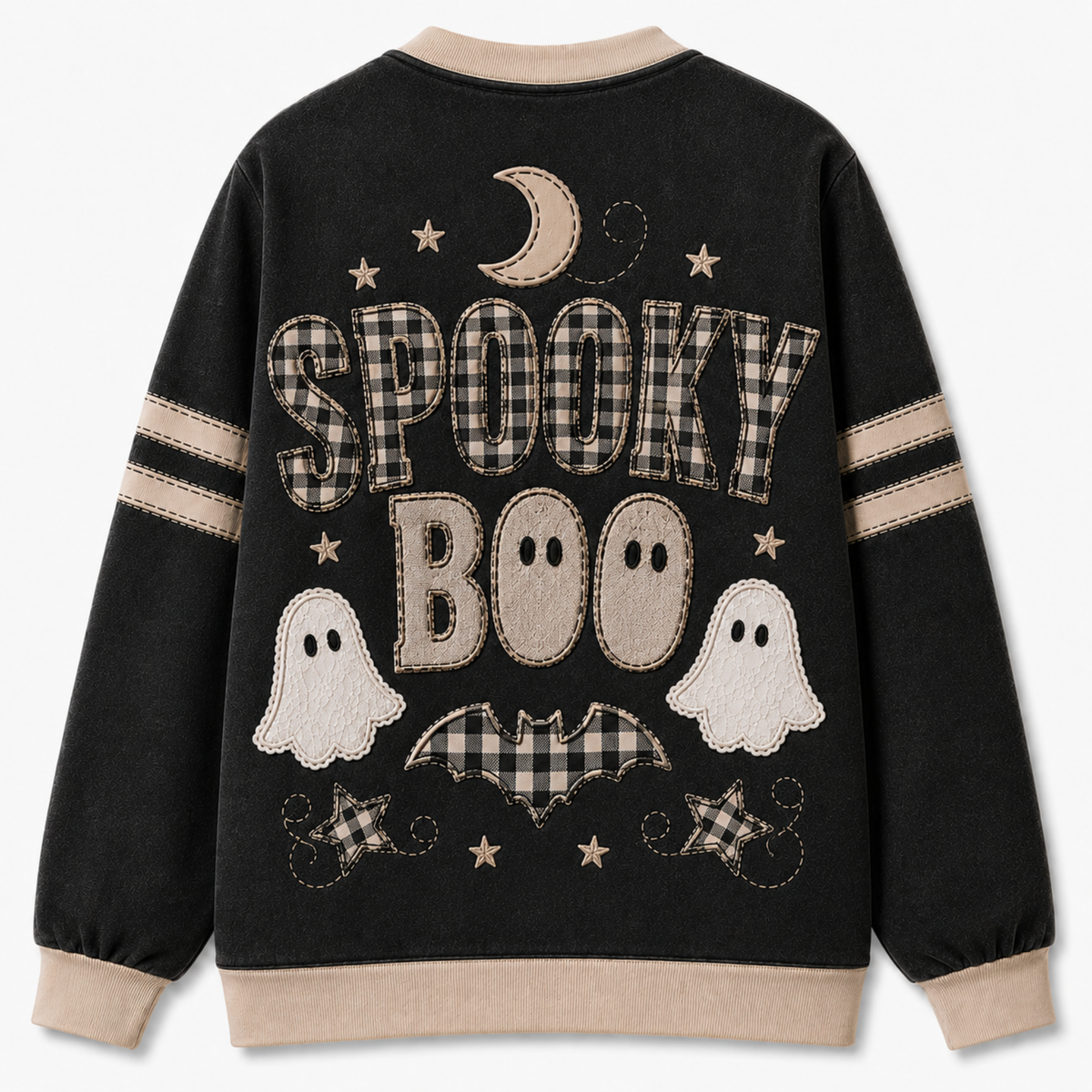 Chaotic Club Vintage Black Beige Plaid Spooky Season Cardigan