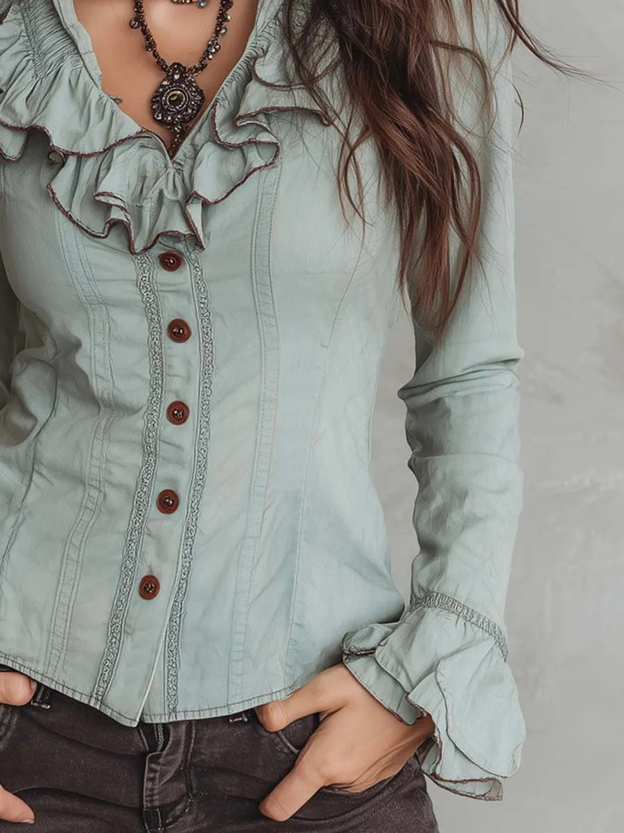 Retro Blouse in soft, Designer Aesthetic
