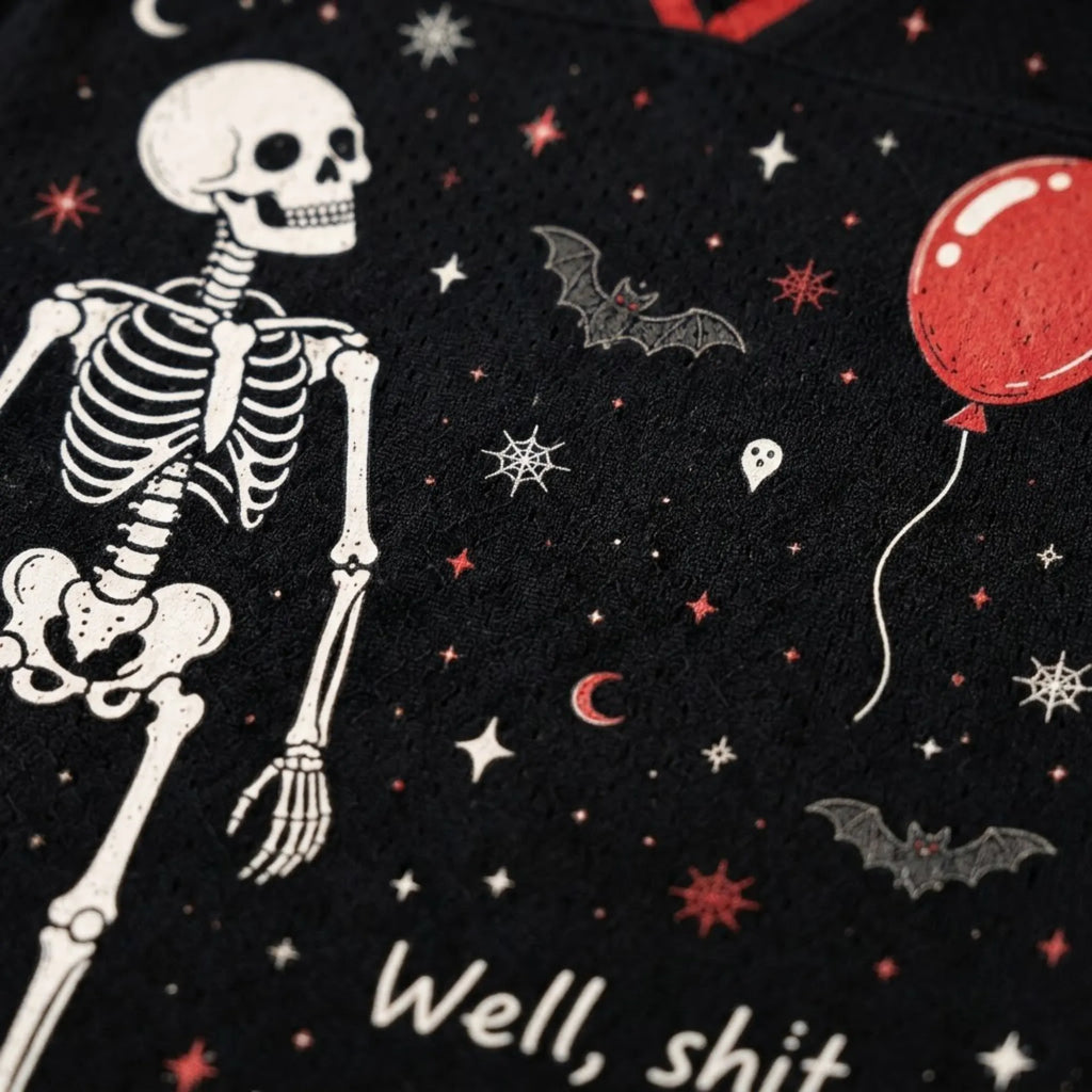 Chaotic Club Skeleton Red Balloon Halloween Mesh Jersey