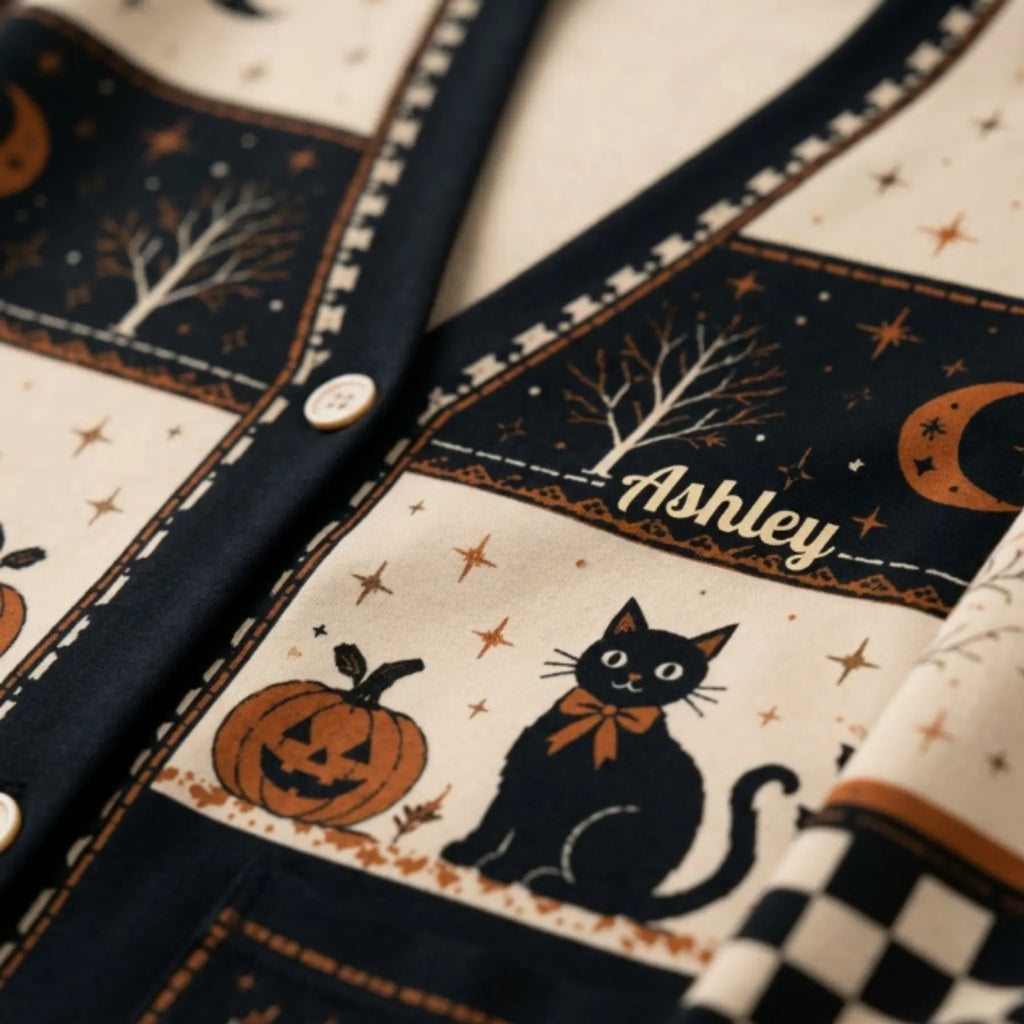 Chaotic Club Personalized Halloween Cat Cardigan