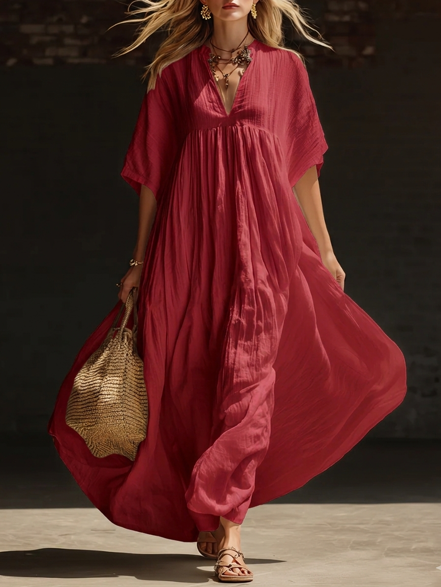 Chic Maxi Dress in linen, Designer Aesthetic