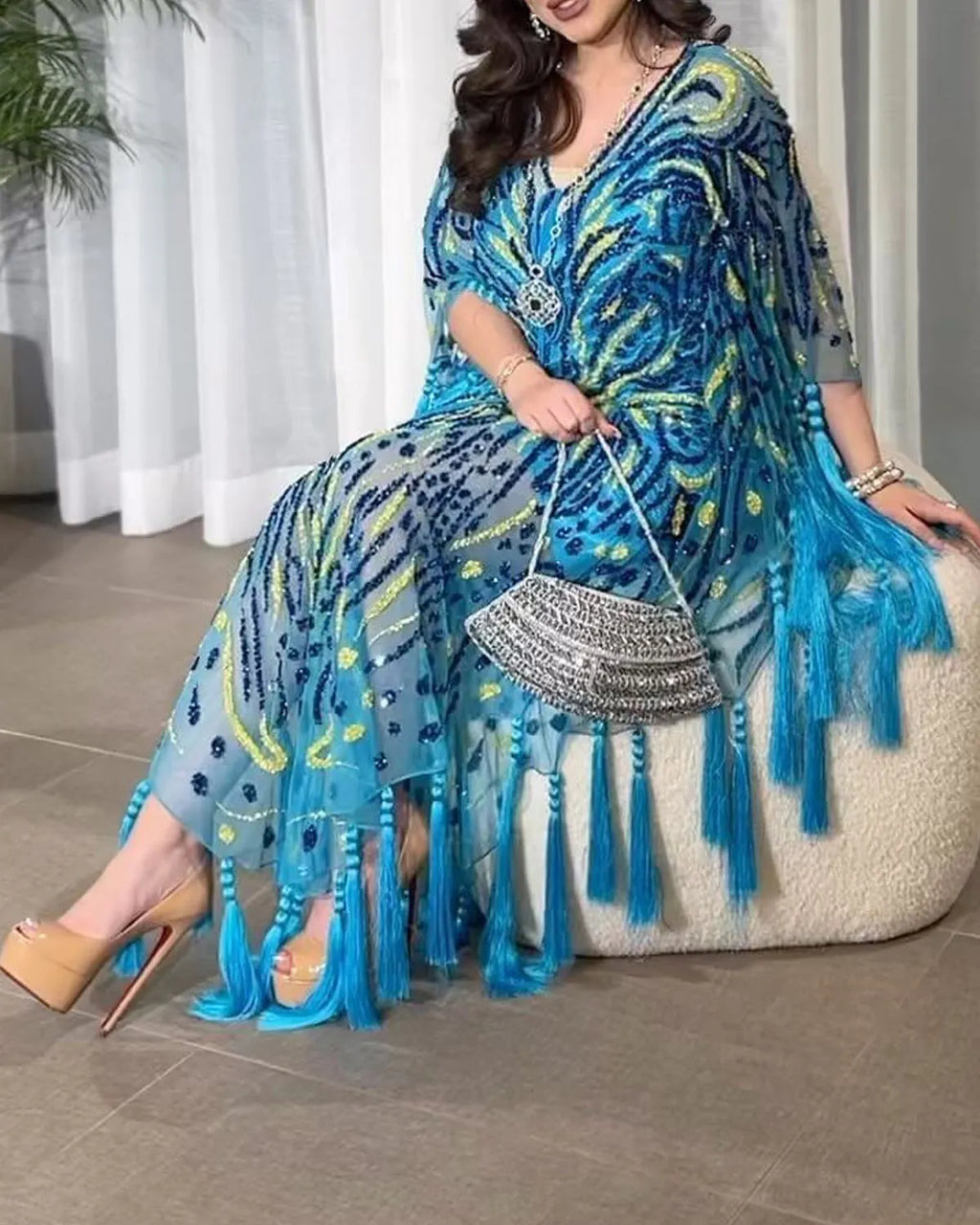 Elegant V Neck Fringe Dress