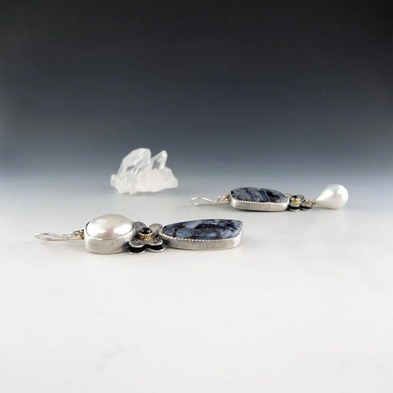 Vintage Asymmetrical Pearl Pendant Earrings