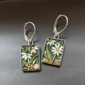 Rectangular Drop Glue Flower  Earrings