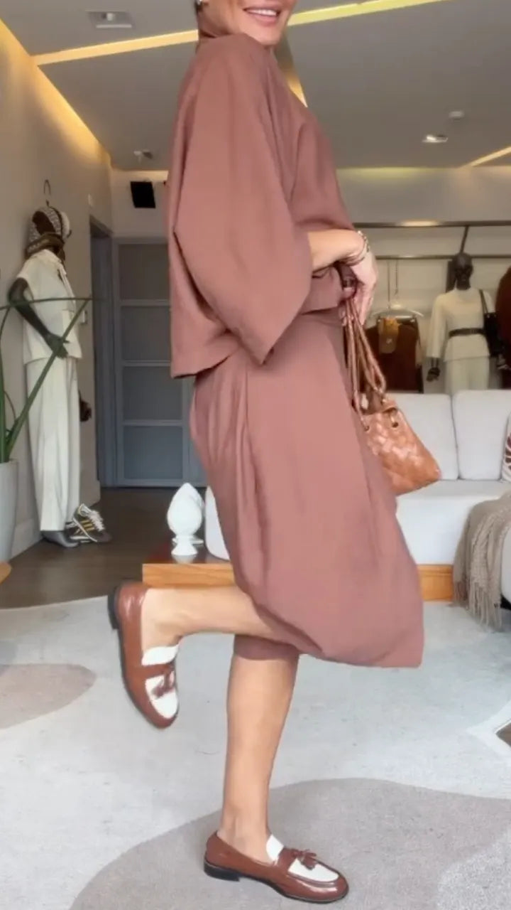 Turtleneck Batwing Sleeve Culotte Two‐Piece Set