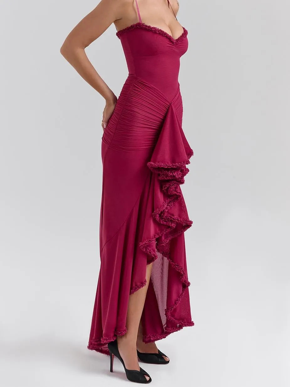 Ruffled Asymmetrical Sleeveless Cami Dress