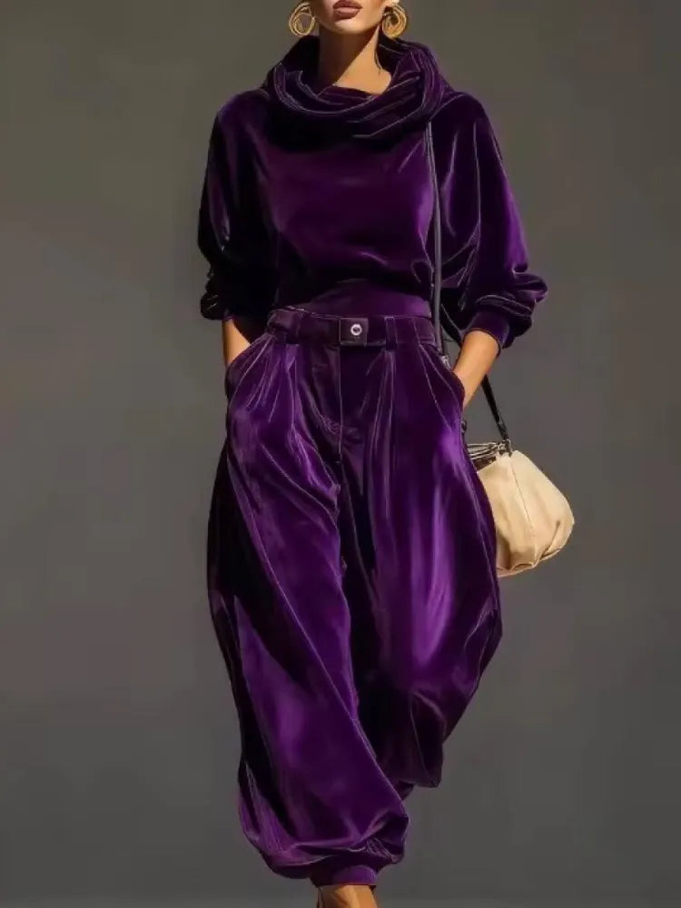 Women Round Neck Casual Suit