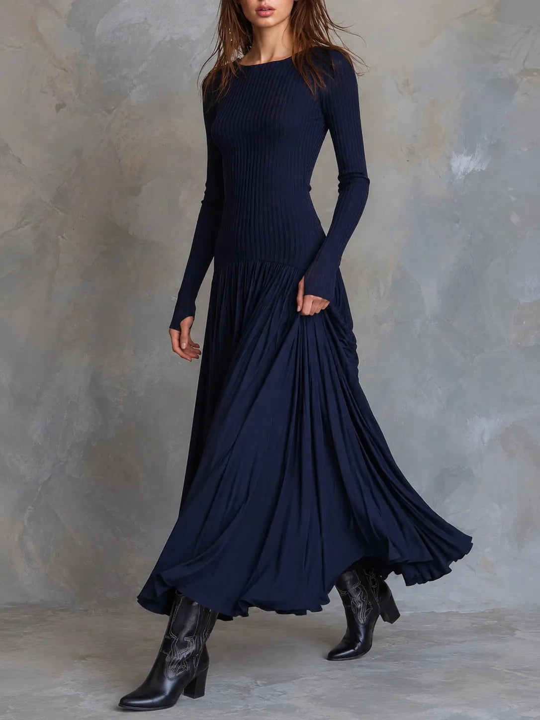 Midi Dress with chiffon – Premium Look