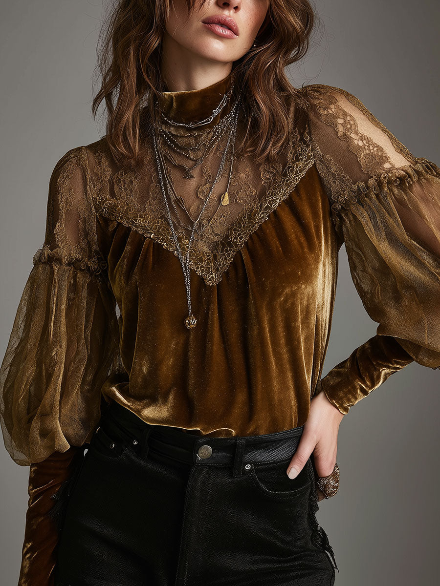 Retro Blouse in velvet, Affordable Luxury