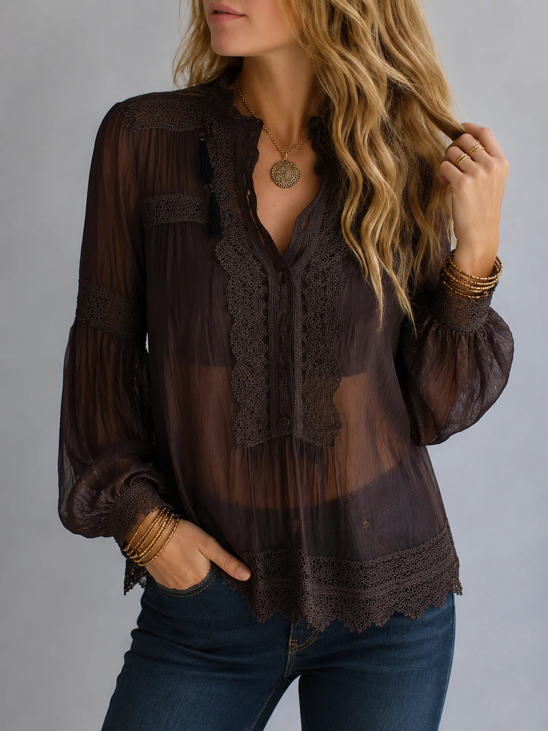 Bohemian Blouse in lace, Smart Price