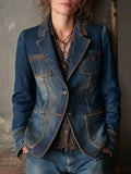Vintage Blazer in denim, Designer Aesthetic