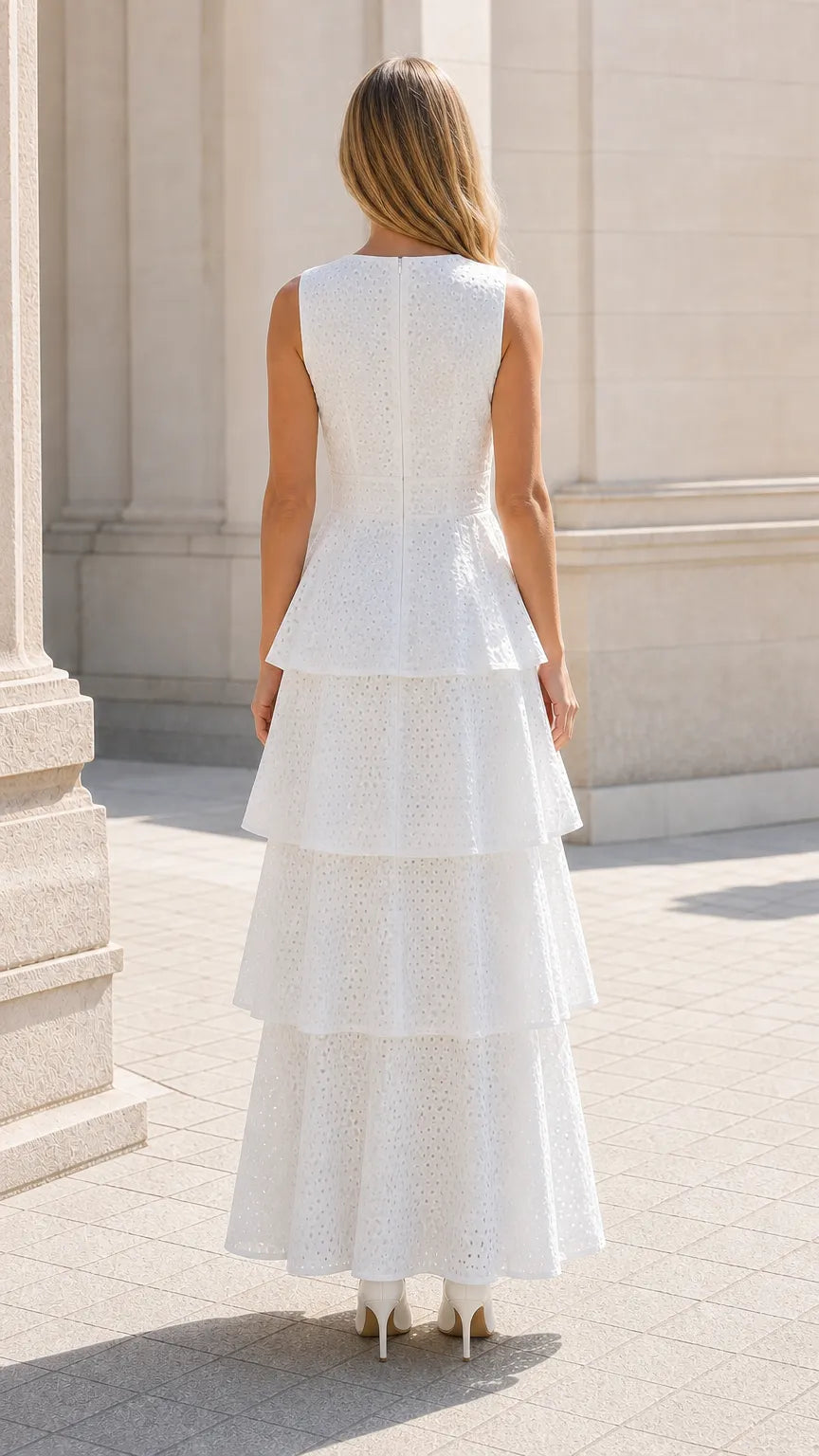Elegance Tiered Eyelet Maxi Dress
