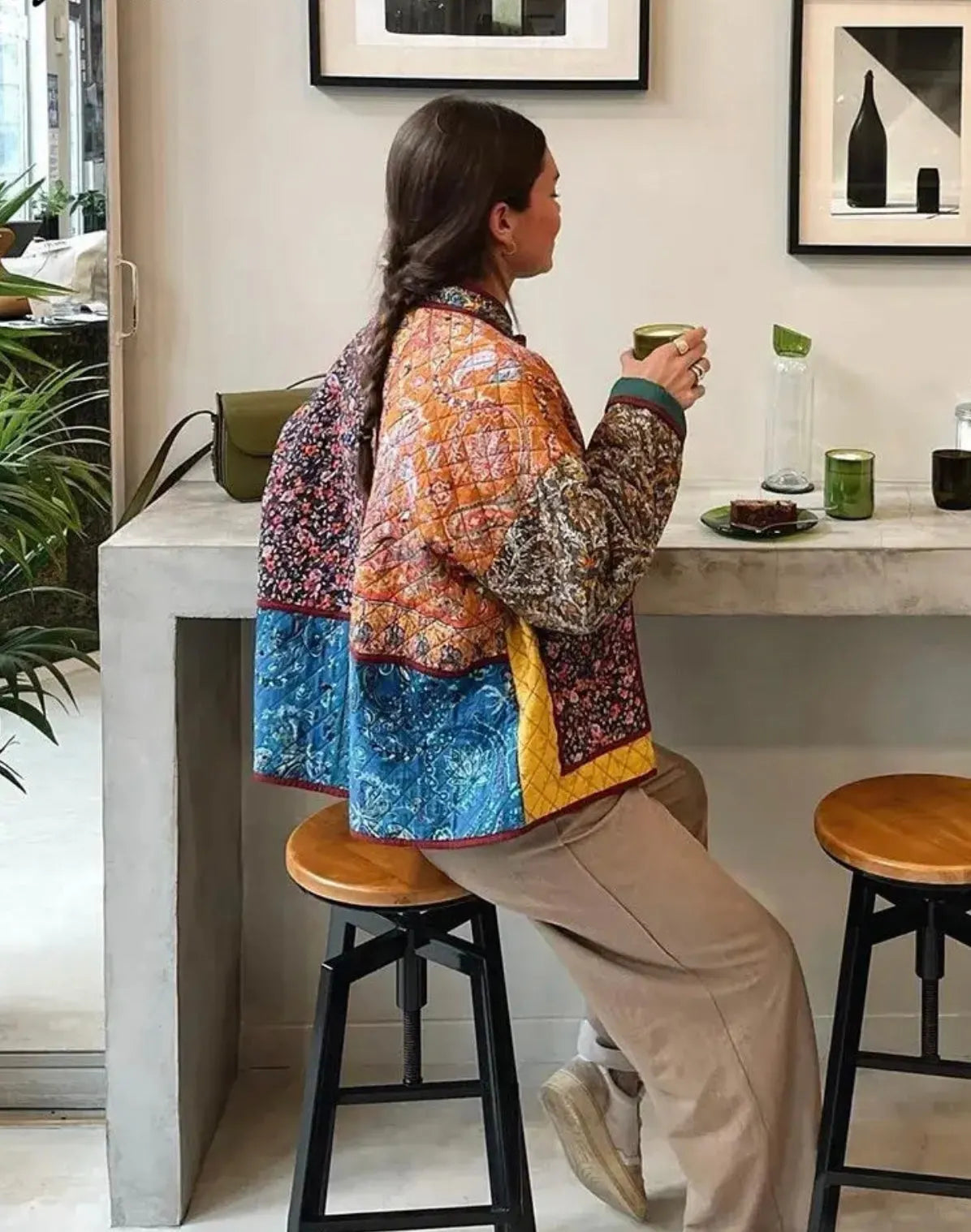 Ethnic Style Pattern Print Multi-Color Quilted Jacket
