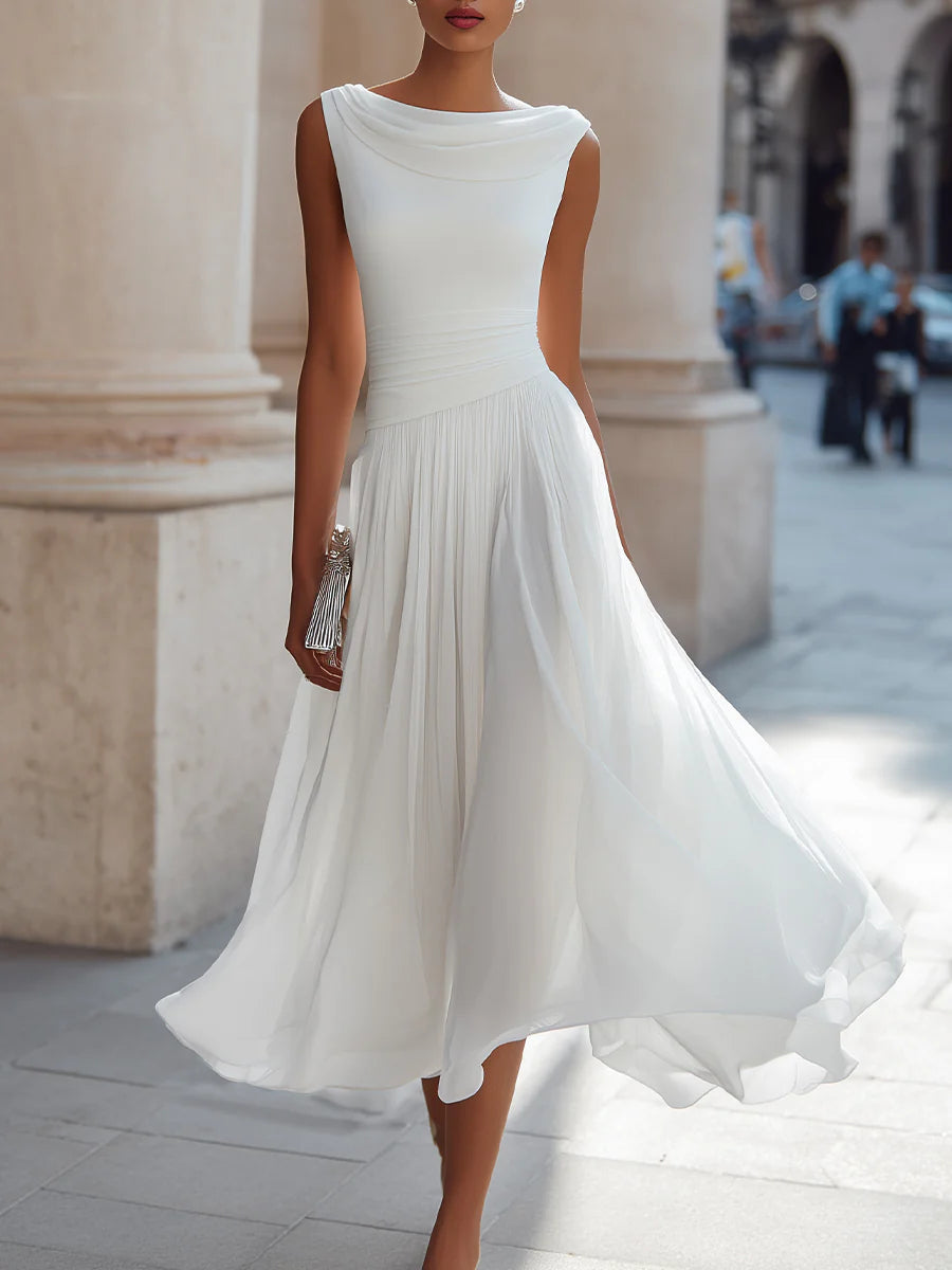 Chic Midi Dress in pleated, Premium Look
