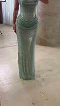 sage-green-sequin-strapless-gown-draped-column-maxi-dress