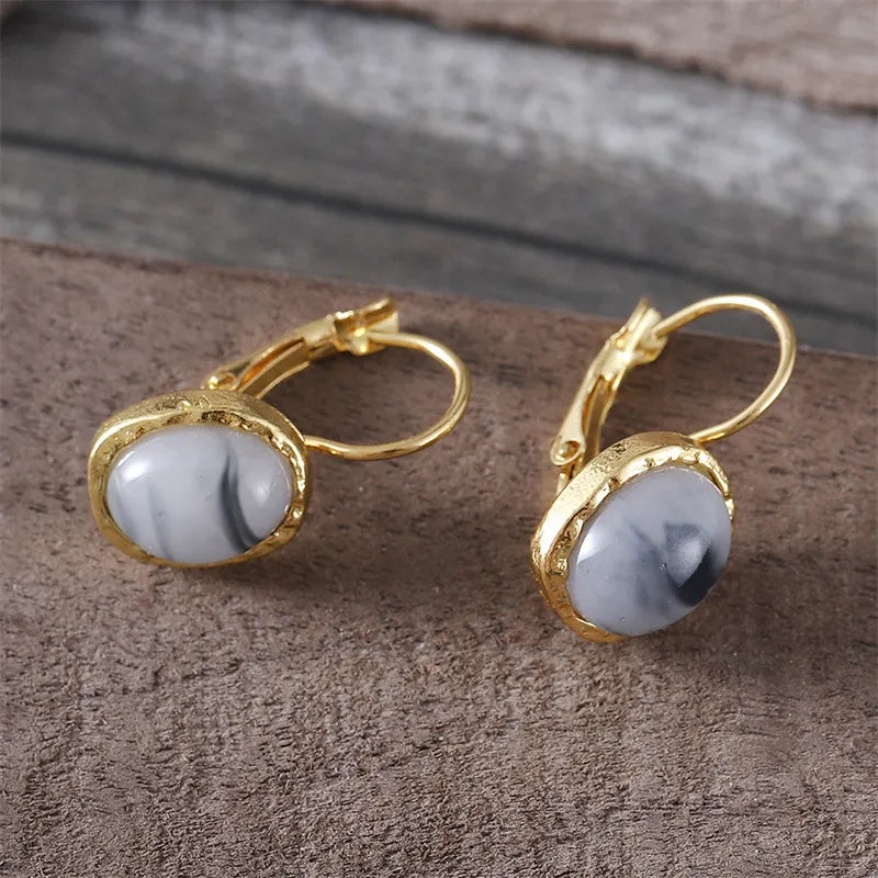 Speckled Ink Round Earrings