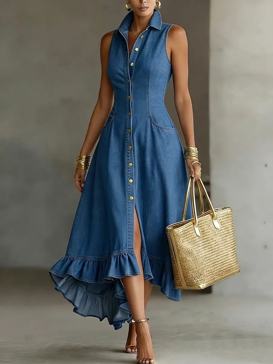 Elegant Midi Dress in denim, Best Value