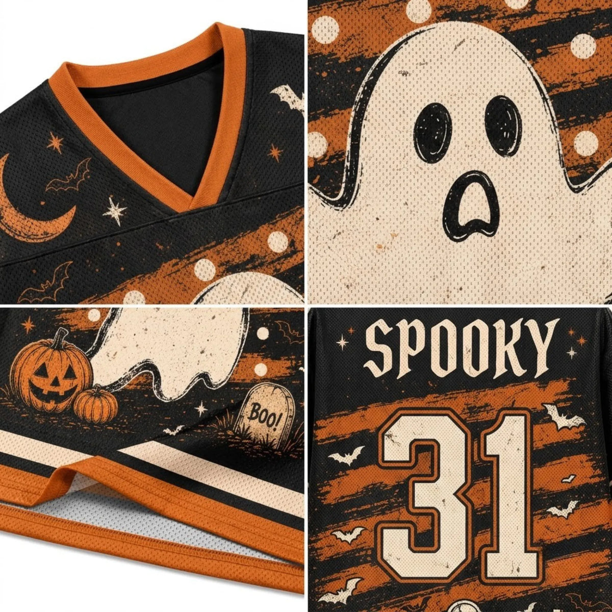 Chaotic Club Vintage Spooky Graveyard Ghost Halloween Mesh Jersey