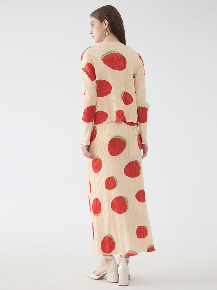 Slim-fitting printed long-sleeved skirt  set