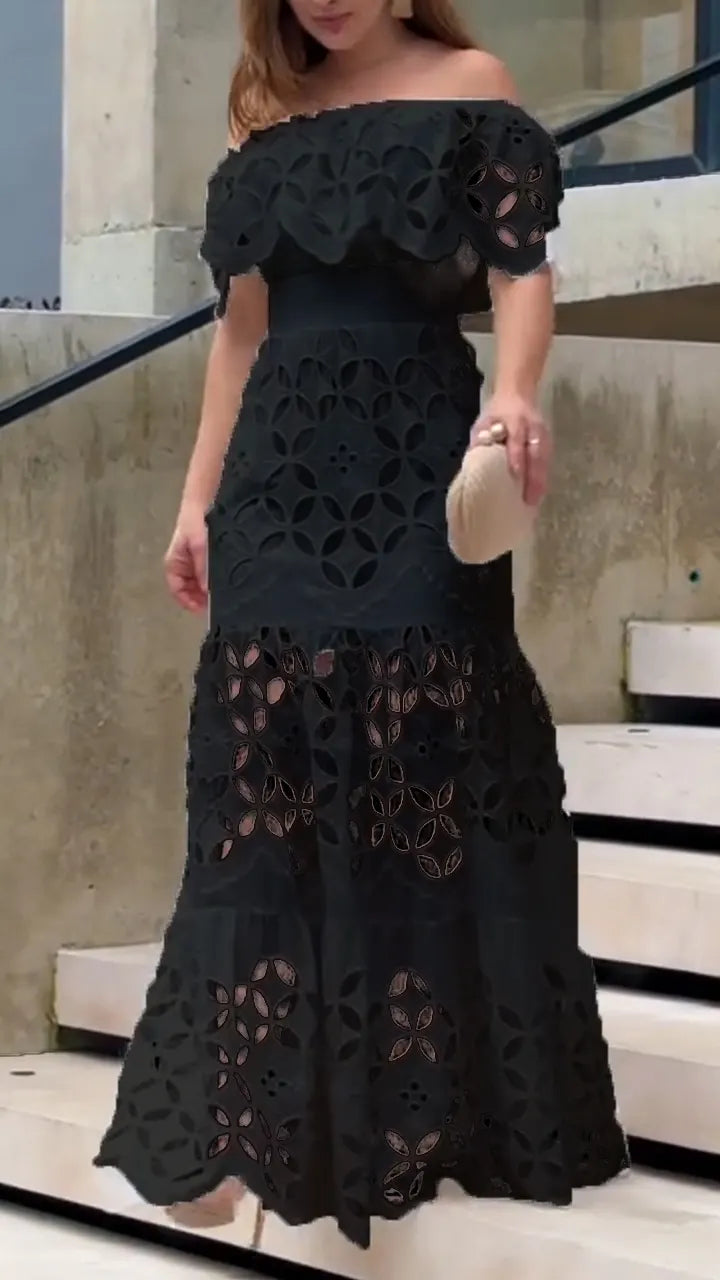 Women's One-shoulder Hollow Stitching Elegant Dress