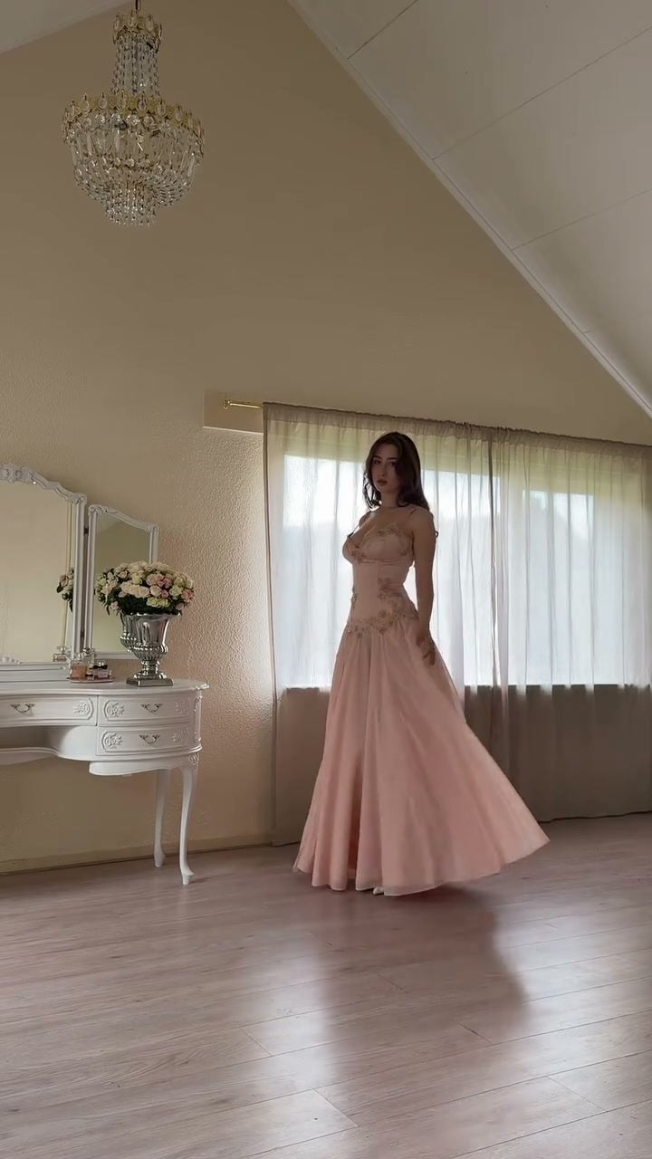 blush-pink-lace-applique-ball-gown-strapless-corset-prom-dress