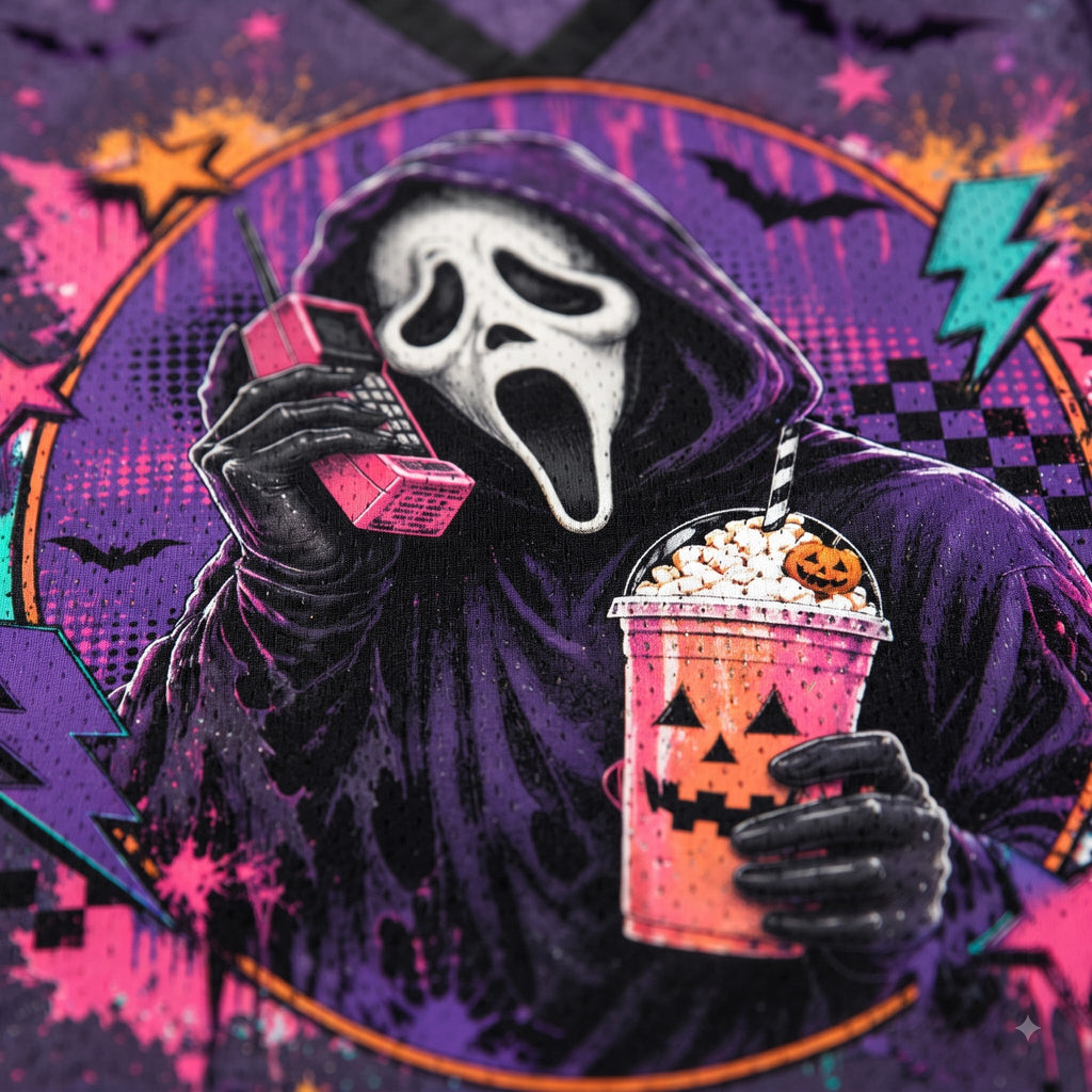 Chaotic Club Horror Movie Ghostface Pumpkin Spice Iced Drink Long Sleeve Jersey