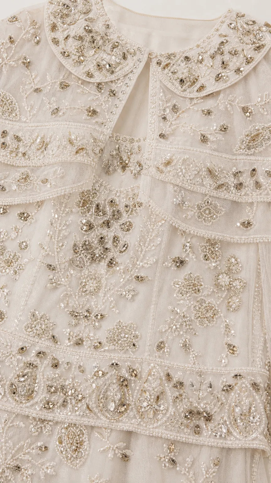 Beaded Capelet Long Sleeve Tiered Mini Dress