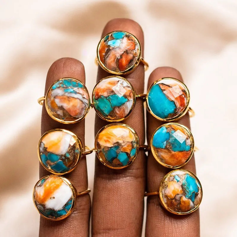 Retro mixed color minimalist ring