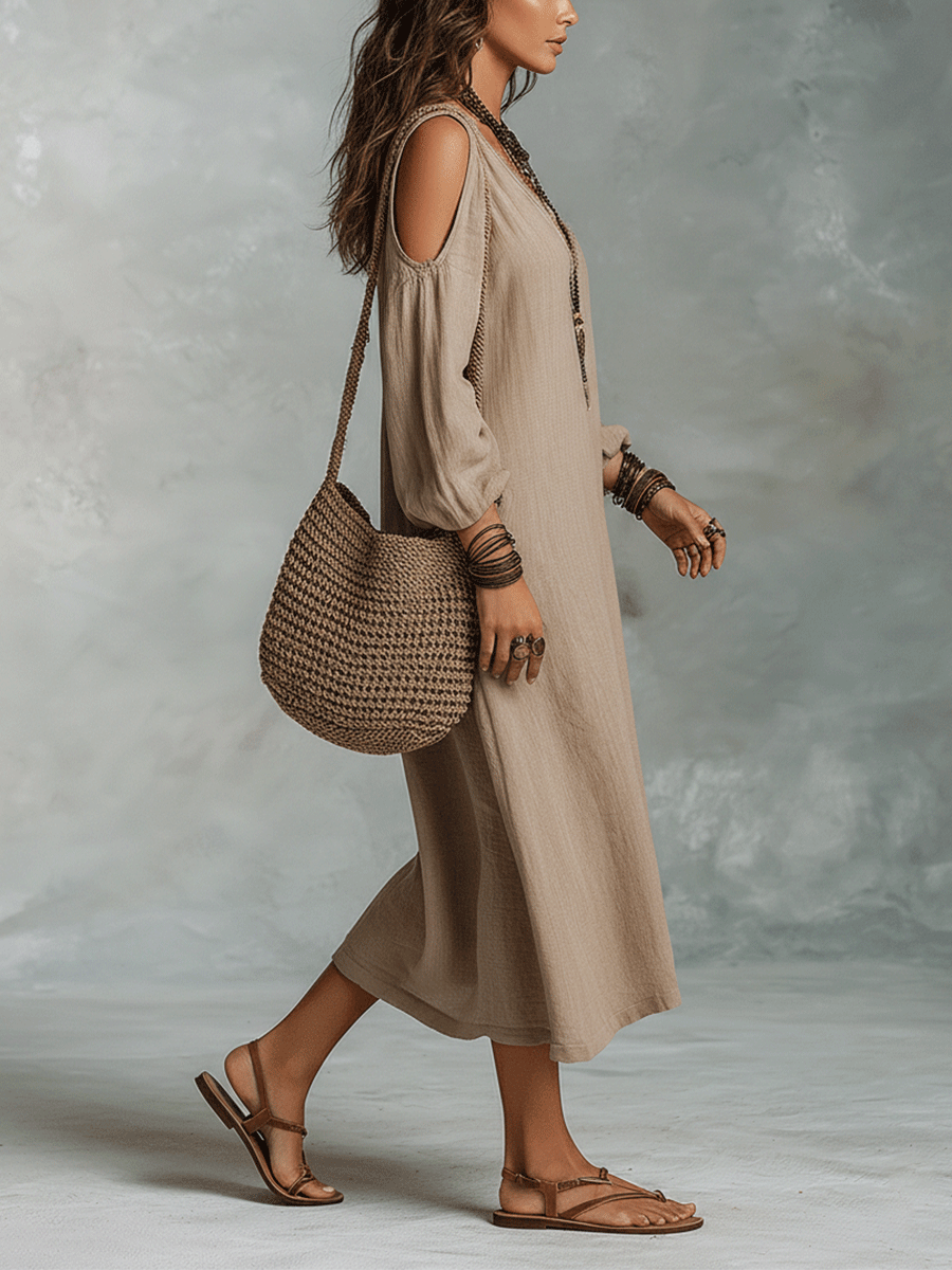 Midi Dress with linen – Premium Look