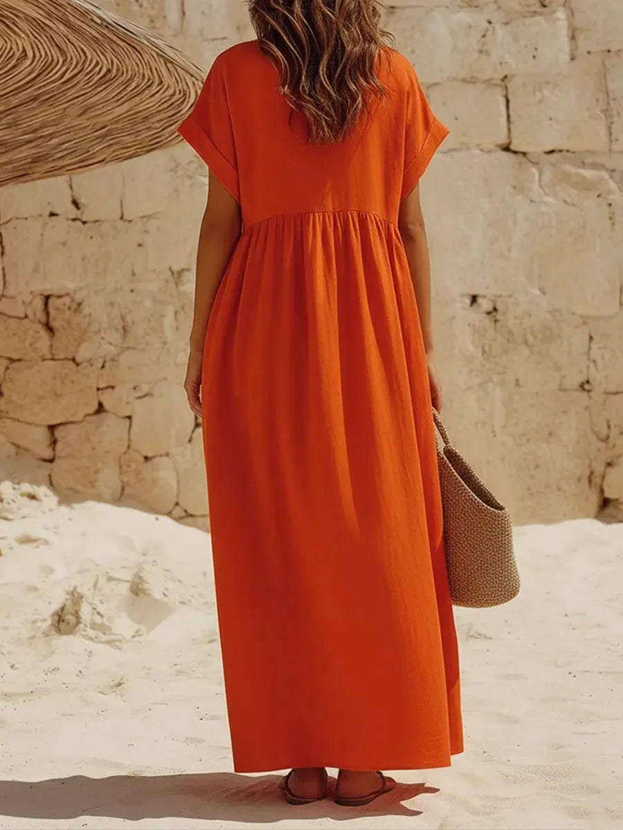 Women's Cotton-linen Zip-front Dress