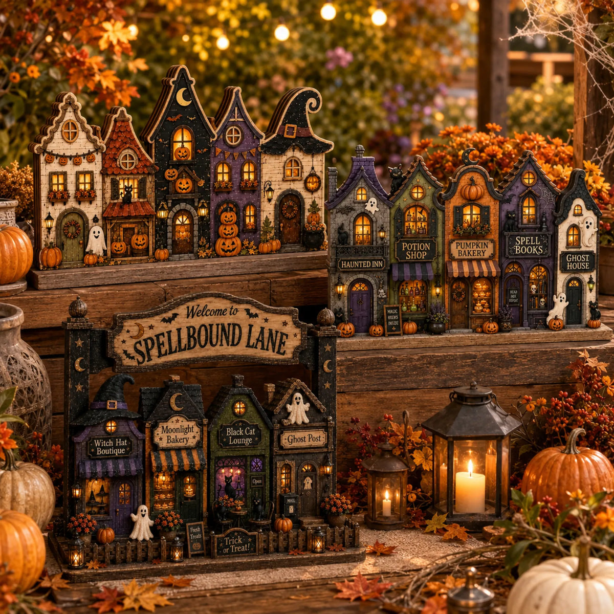 Chaotic Club Halloween Village Street Wooden Tabletop Decor