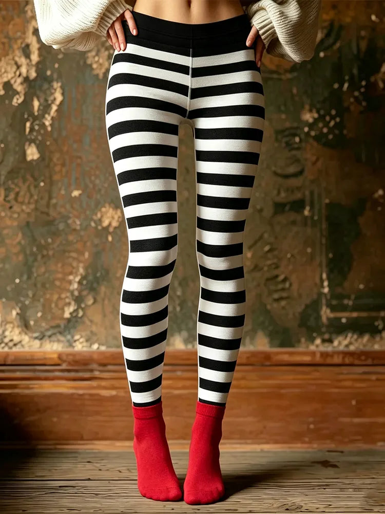 Women's Retro Halloween Striped Pattern Casual Leggings