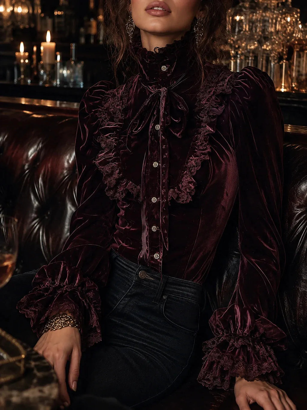 Chic Blouse in velvet, Designer Aesthetic