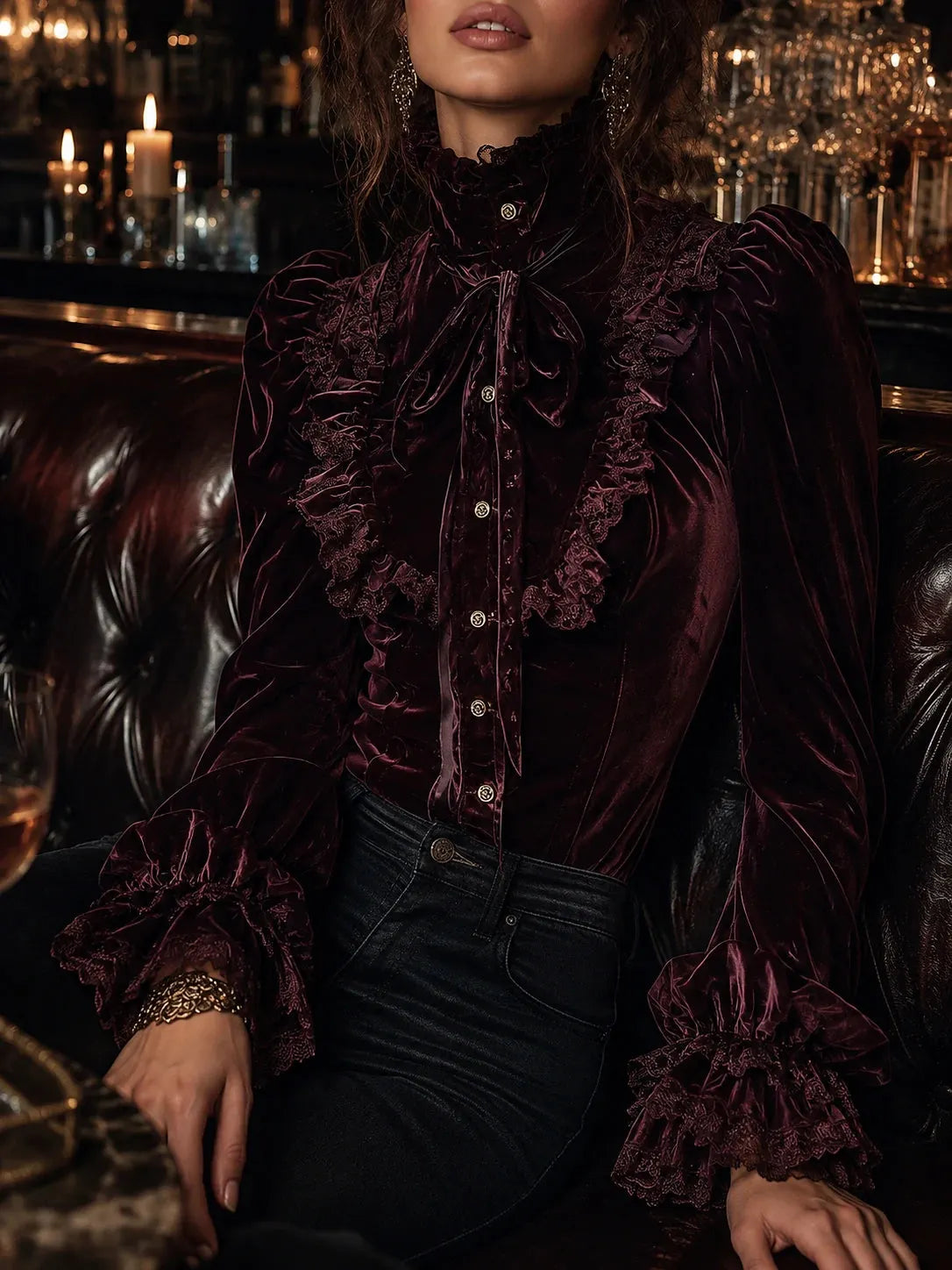 Chic Blouse in velvet, Designer Aesthetic
