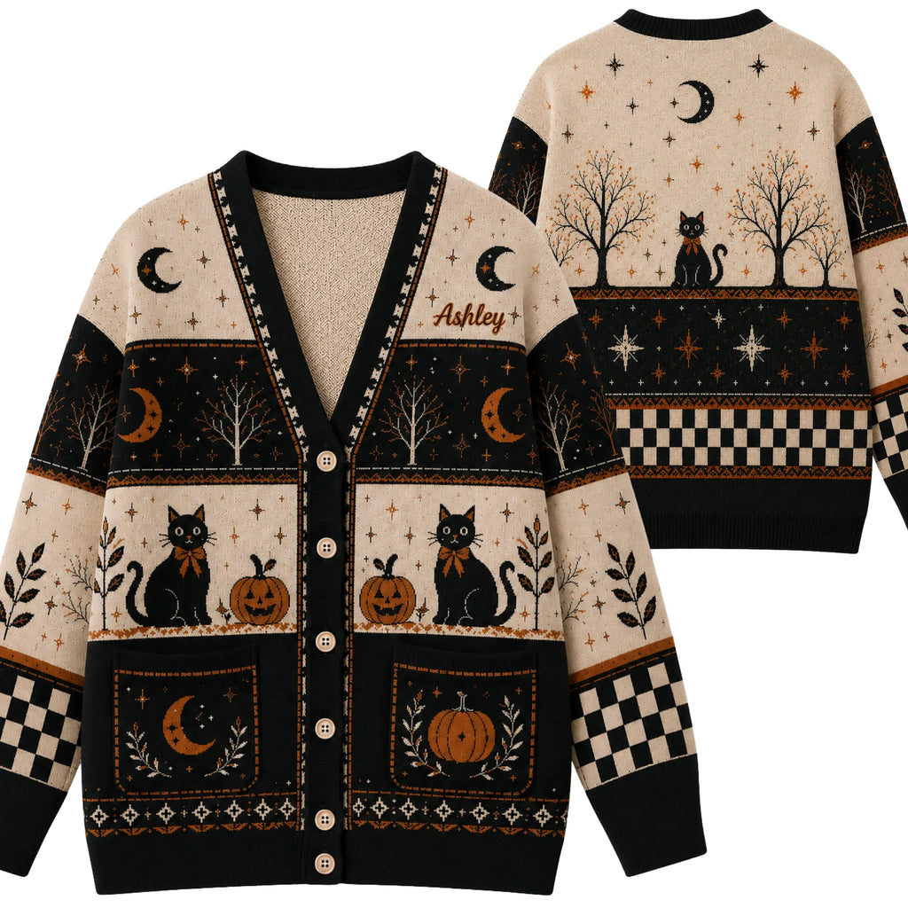 Chaotic Club Personalized Halloween Cat Cardigan