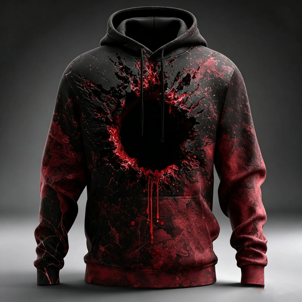 Men's Halloween 3d Hole Print Hoodie